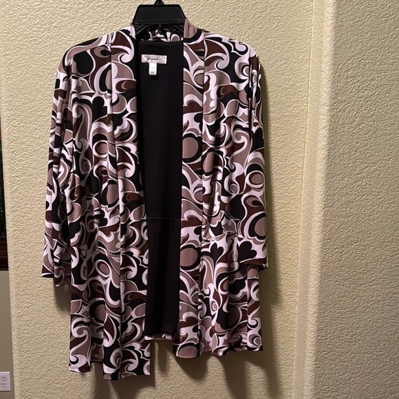 Dressbarn Brown, Black and White Patterned Cardigan, Size 1x - Picture 1 of 7